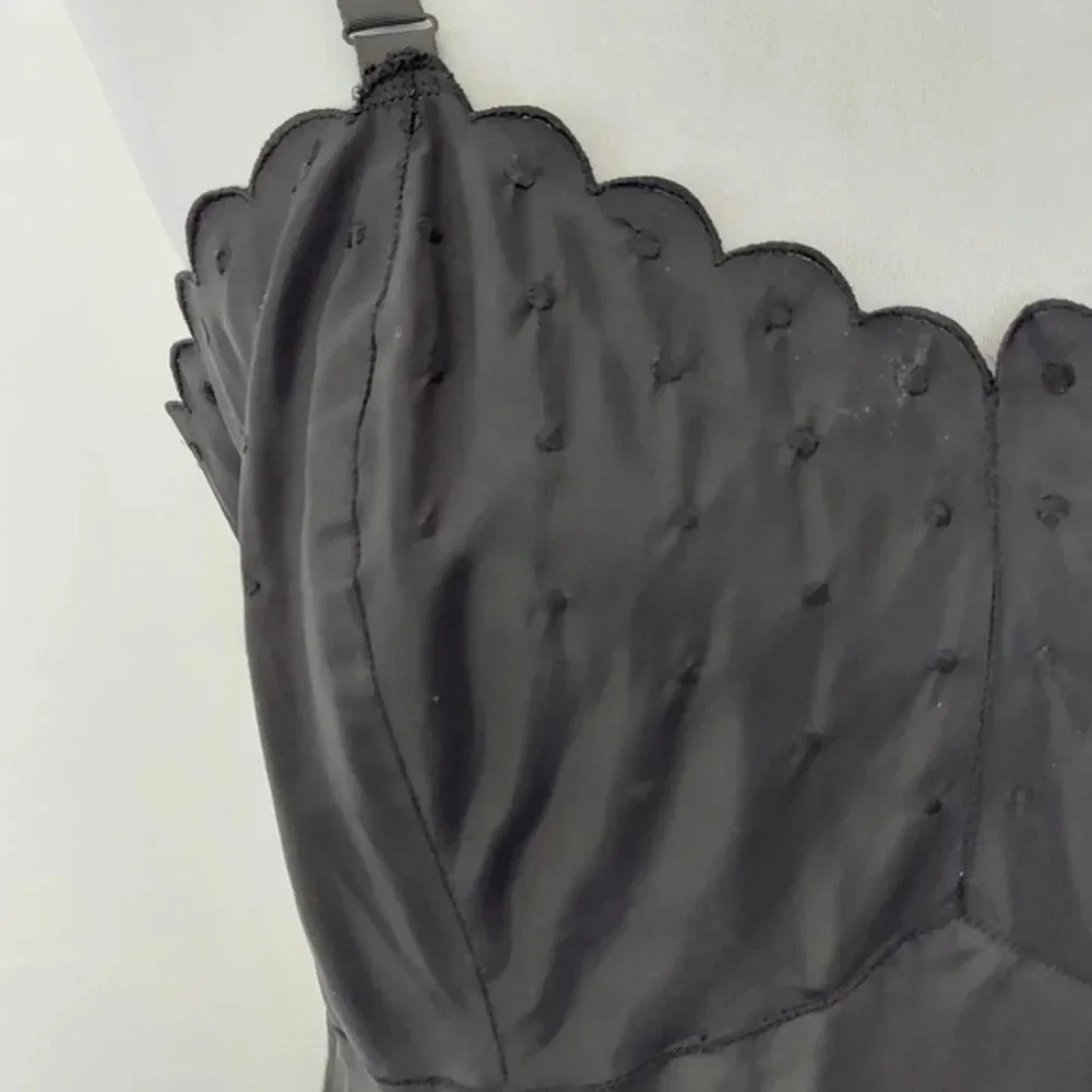 Vintage Black Barbizon Candie Tafredda Scalloped Edges Sexy Unique‎ Slip Dress - Picture 12 of 16